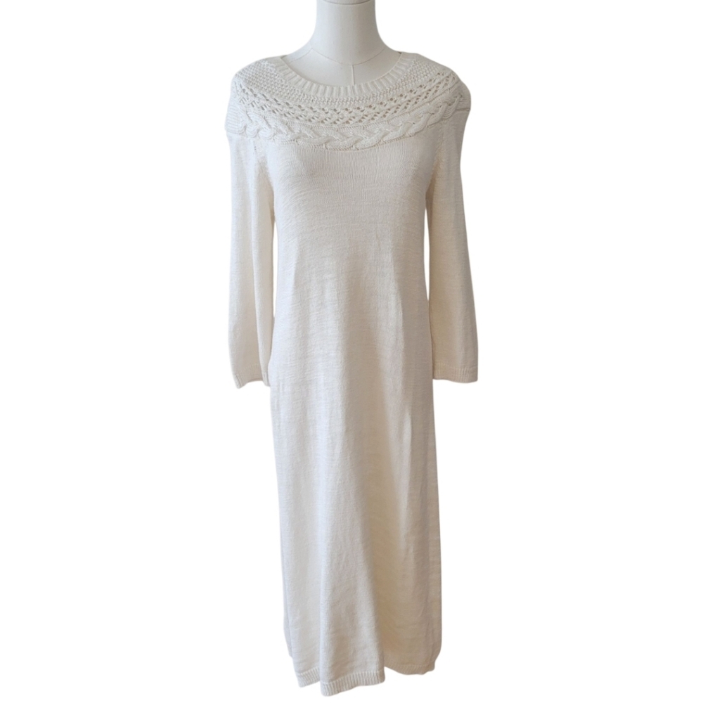 Knitted & Knotted‎ Anthropologie Cream Sweater Dress Size Large